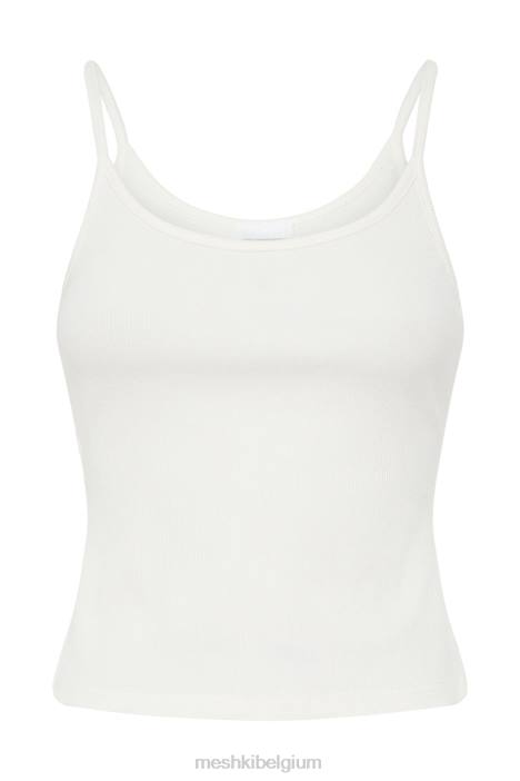 Alexis geribbelde lange cami-top Meshki wit N4JN1121 kleding