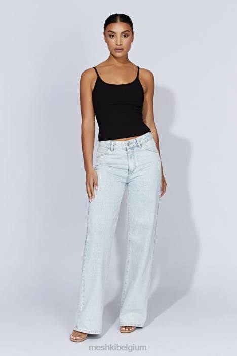 Alexis geribbelde lange cami-top Meshki zwart N4JN1146 kleding