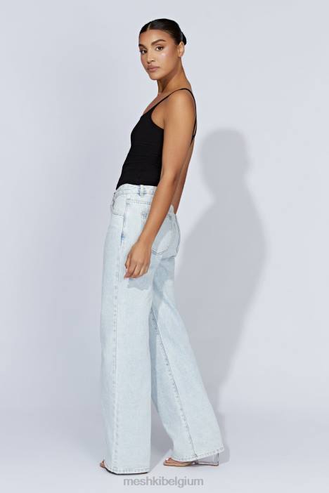 Alexis geribbelde lange cami-top Meshki zwart N4JN1146 kleding