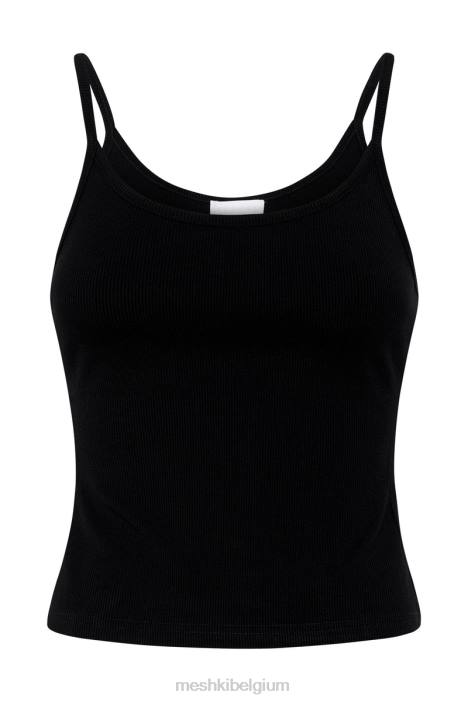 Alexis geribbelde lange cami-top Meshki zwart N4JN1146 kleding