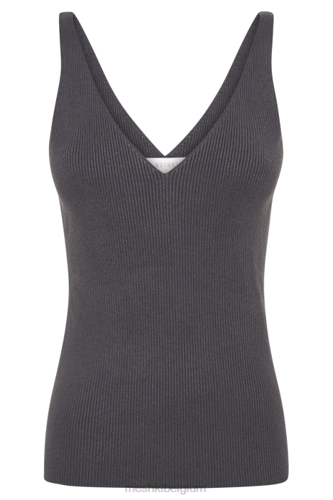 Alicia mouwloze gebreide top Meshki houtskool N4JN870 kleding