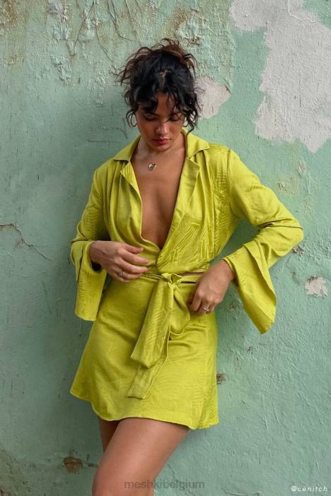 Annalise wikkeltop Meshki chartreuse N4JN1047 kleding