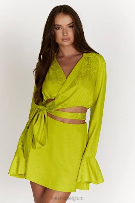 Annalise wikkeltop Meshki chartreuse N4JN1047 kleding