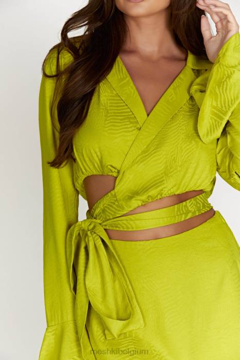 Annalise wikkeltop Meshki chartreuse N4JN1047 kleding