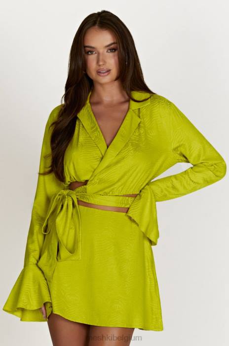 Annalise wikkeltop Meshki chartreuse N4JN1047 kleding