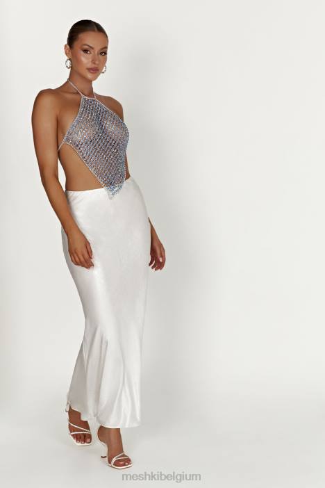 Asteria haltertop met diamanten Meshki poeder blauw N4JN959 kleding