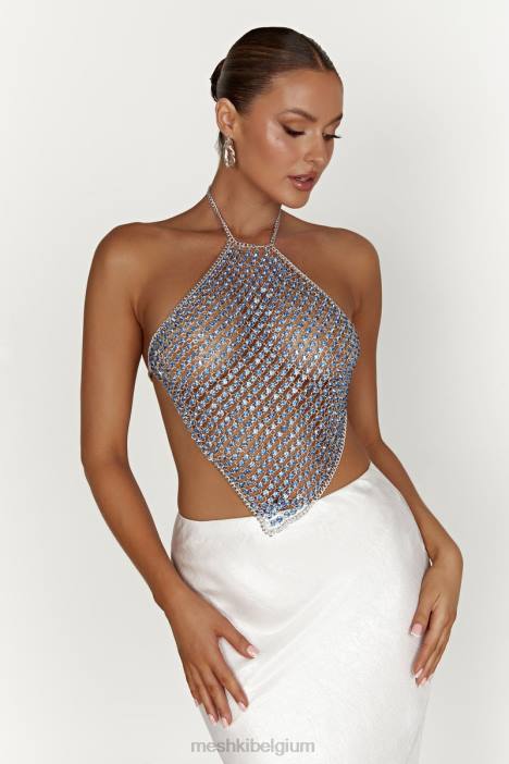 Asteria haltertop met diamanten Meshki poeder blauw N4JN959 kleding