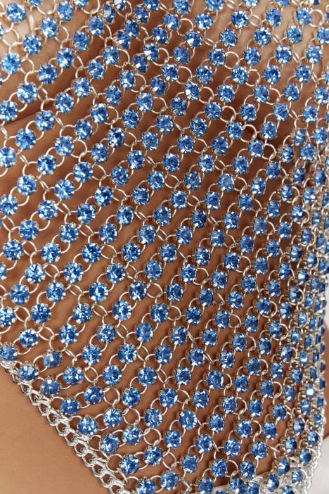Asteria haltertop met diamanten Meshki poeder blauw N4JN959 kleding
