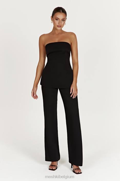 Astrid strapless top met strikband op de rug Meshki zwart N4JN862 kleding