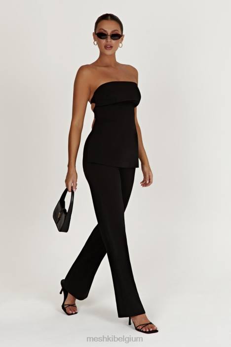 Astrid strapless top met strikband op de rug Meshki zwart N4JN862 kleding