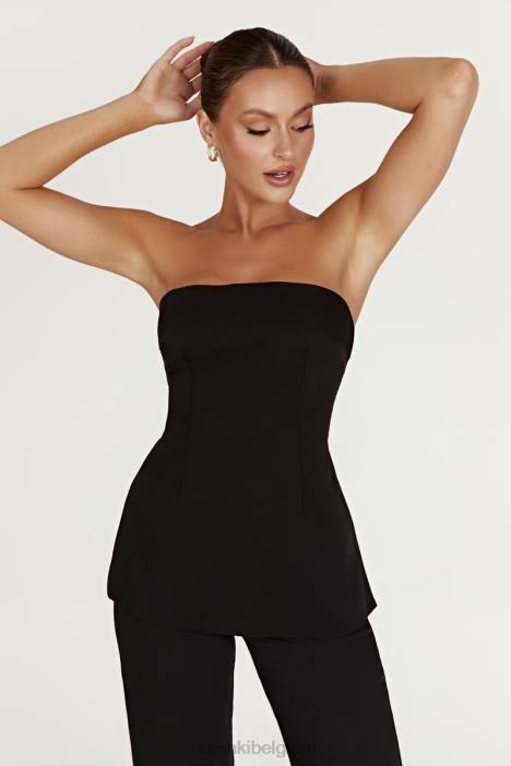 Astrid strapless top met strikband op de rug Meshki zwart N4JN862 kleding