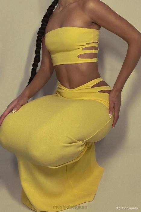 Audrina uitgesneden bandeautop Meshki geel N4JN1190 kleding