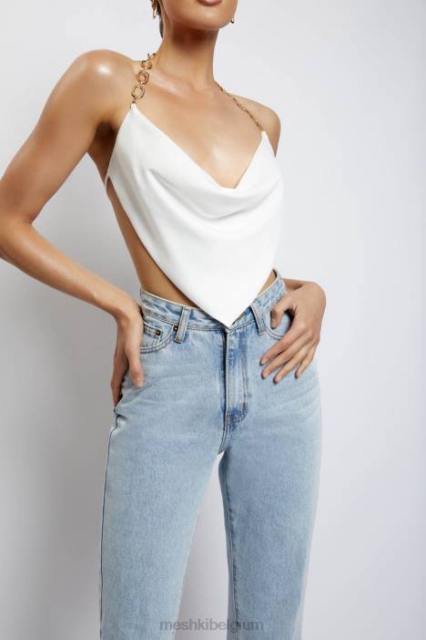 Brianna kap gouden kettingtop Meshki wit N4JN1181 kleding