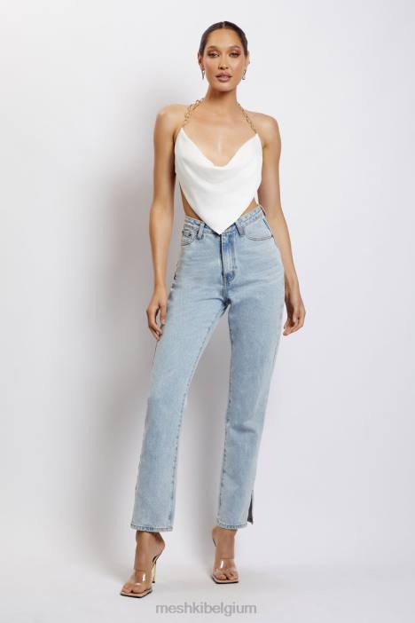 Brianna kap gouden kettingtop Meshki wit N4JN1181 kleding