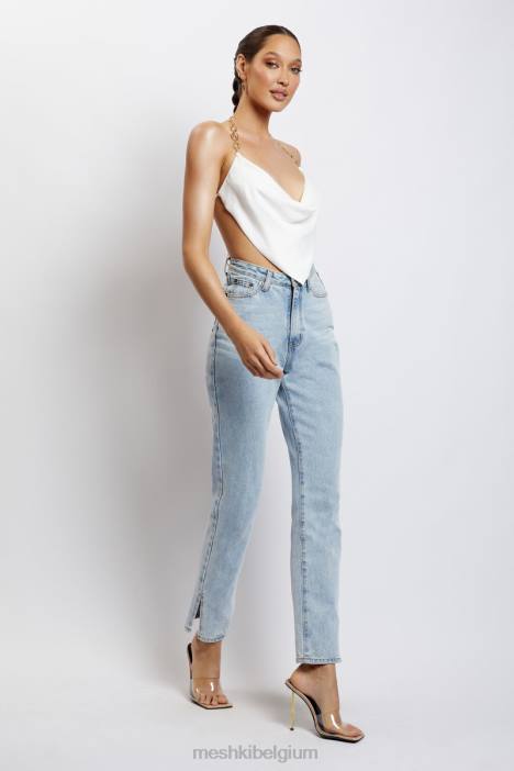 Brianna kap gouden kettingtop Meshki wit N4JN1181 kleding