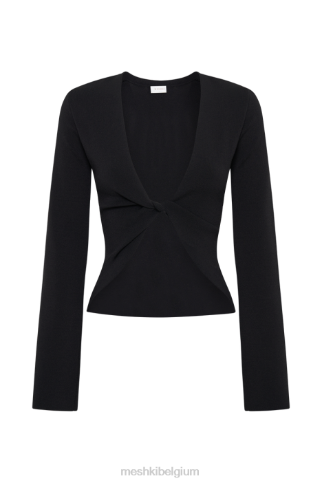 Carol gebreide top met lange mouwen Meshki zwart N4JN831 kleding