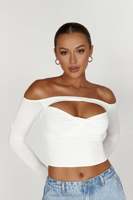 Ceri off-shoulder top met lange mouwen Meshki wit N4JN934 kleding