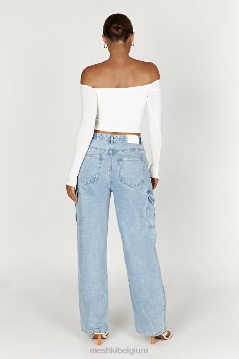 Ceri off-shoulder top met lange mouwen Meshki wit N4JN934 kleding