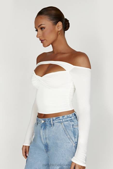 Ceri off-shoulder top met lange mouwen Meshki wit N4JN934 kleding