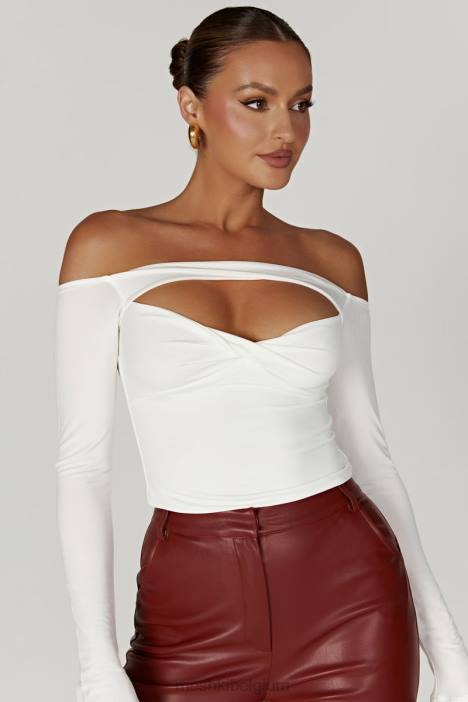 Ceri off-shoulder top met lange mouwen Meshki wit N4JN934 kleding