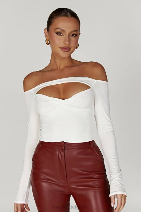 Ceri off-shoulder top met lange mouwen Meshki wit N4JN934 kleding
