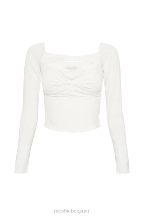 Ceri off-shoulder top met lange mouwen Meshki wit N4JN934 kleding