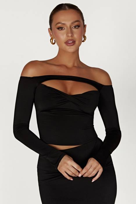 Ceri off-shoulder top met lange mouwen Meshki zwart N4JN856 kleding