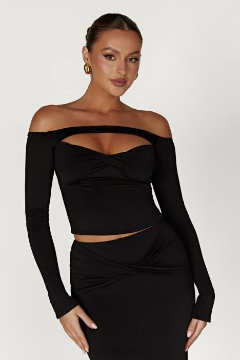 Ceri off-shoulder top met lange mouwen Meshki zwart N4JN856 kleding