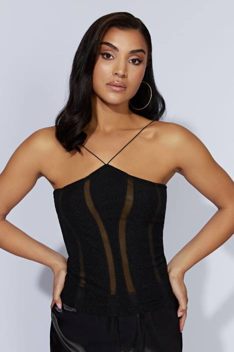 Chantal haltertop met panelen Meshki zwart N4JN1113 kleding