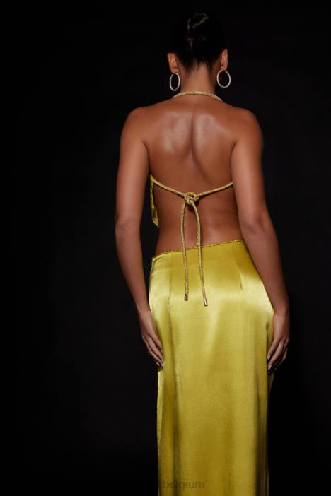 Christie diamanten topje met gedrapeerde halslijn Meshki chartreuse N4JN1028 kleding