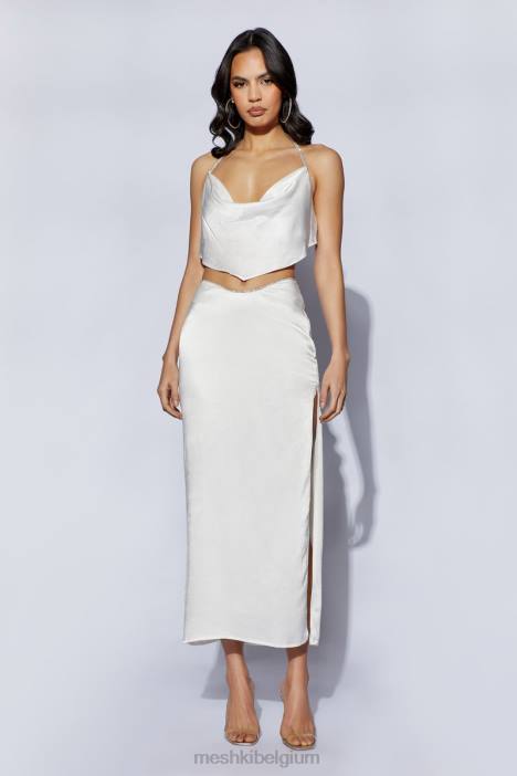 Christie diamanten topje met gedrapeerde halslijn Meshki wit N4JN1099 kleding