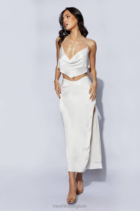 Christie diamanten topje met gedrapeerde halslijn Meshki wit N4JN1099 kleding