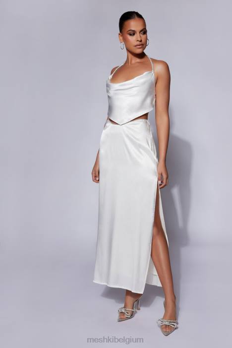 Christie diamanten topje met gedrapeerde halslijn Meshki wit N4JN1099 kleding