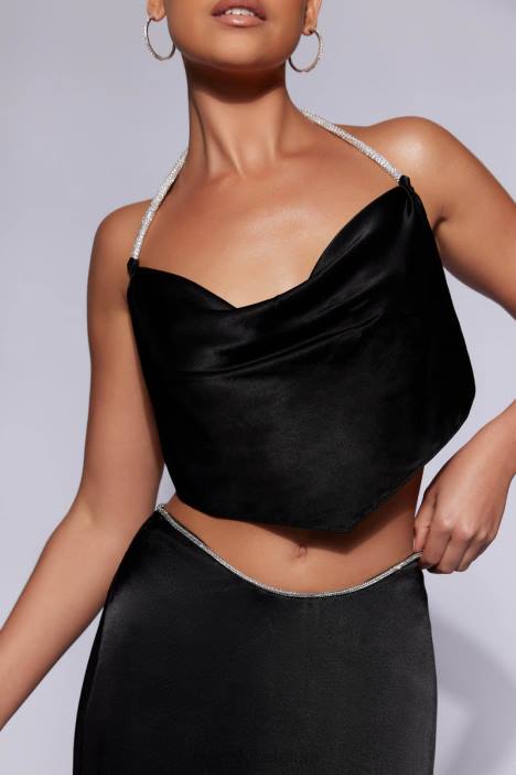 Christie diamanten topje met gedrapeerde halslijn Meshki zwart N4JN1116 kleding