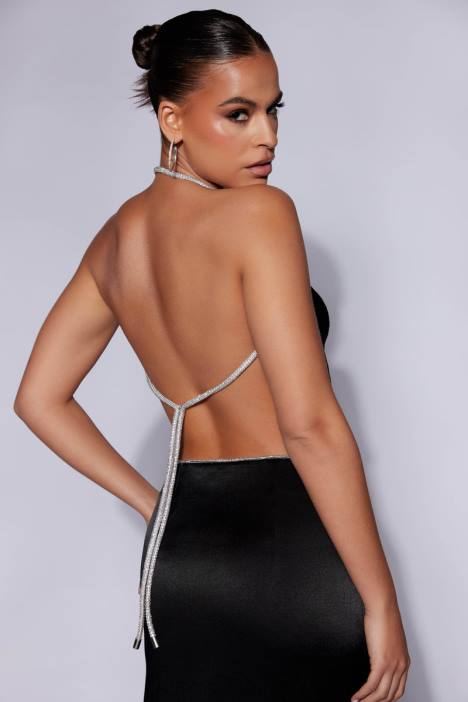 Christie diamanten topje met gedrapeerde halslijn Meshki zwart N4JN1116 kleding