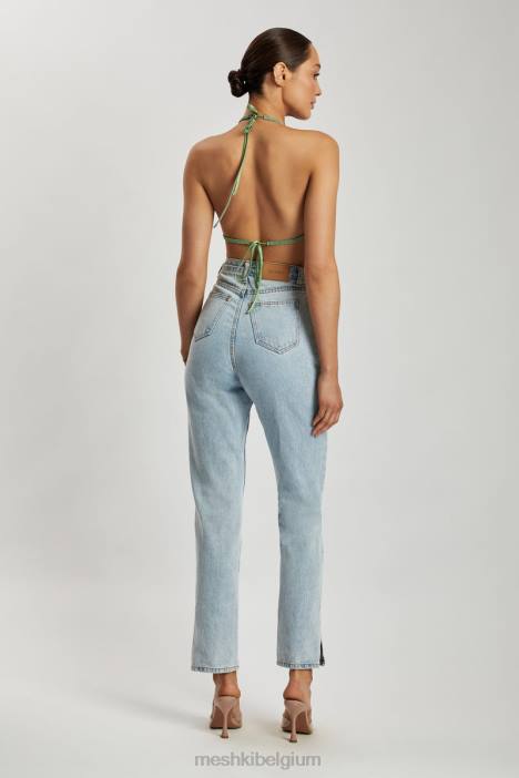 Daphne haltertop met gedrapeerde halslijn en diamanten Meshki groente N4JN926 kleding