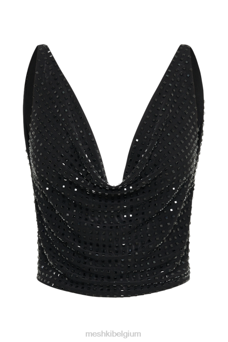 Elery vierkante diamanten kaptop Meshki zwart N4JN796 kleding