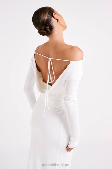 Emma gerecycled nylon top met lange mouwen Meshki wit N4JN751 kleding