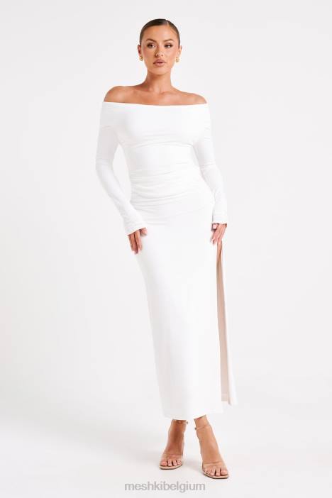 Emma gerecycled nylon top met lange mouwen Meshki wit N4JN751 kleding