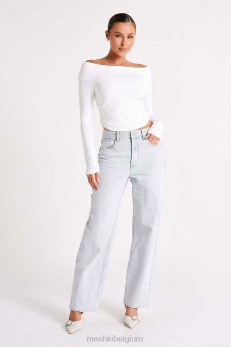 Emma gerecycled nylon top met lange mouwen Meshki wit N4JN751 kleding