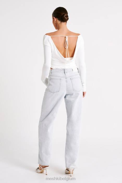 Emma gerecycled nylon top met lange mouwen Meshki wit N4JN751 kleding