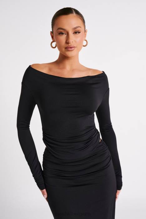 Emma gerecycled nylon top met lange mouwen Meshki zwart N4JN769 kleding