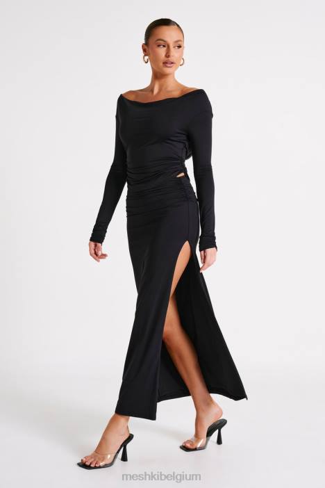 Emma gerecycled nylon top met lange mouwen Meshki zwart N4JN769 kleding