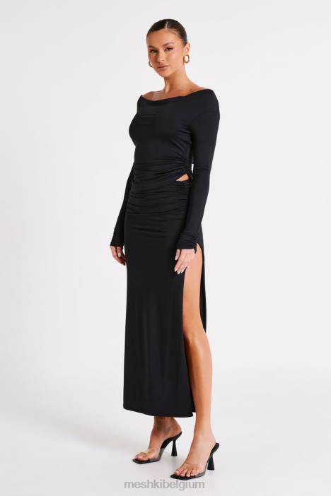 Emma gerecycled nylon top met lange mouwen Meshki zwart N4JN769 kleding