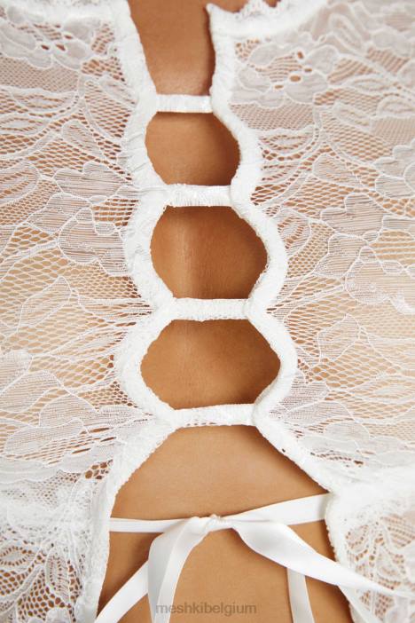 Farrah vintage top met stretchkant Meshki wit N4JN826 kleding