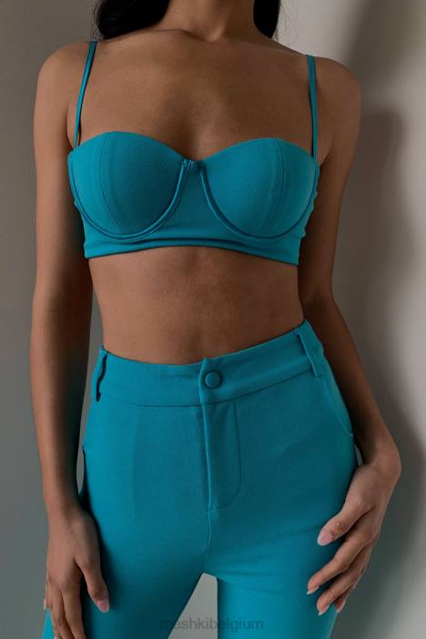 Fiorella bustiertop van crêpe Meshki aquamarijn N4JN1060 kleding