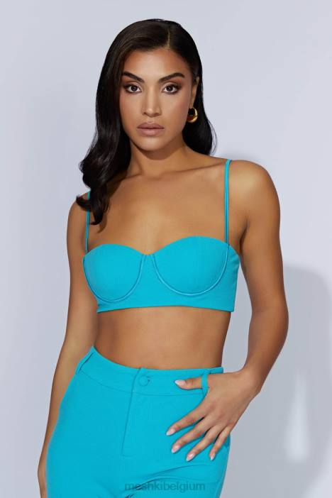 Fiorella bustiertop van crêpe Meshki aquamarijn N4JN1060 kleding