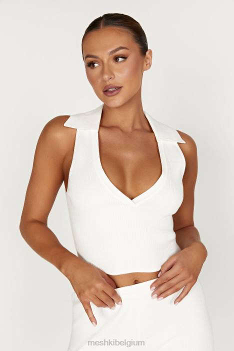 Gebreide tanktop met altvioolkraag Meshki wit N4JN929 kleding
