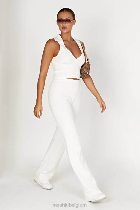 Gebreide tanktop met altvioolkraag Meshki wit N4JN929 kleding