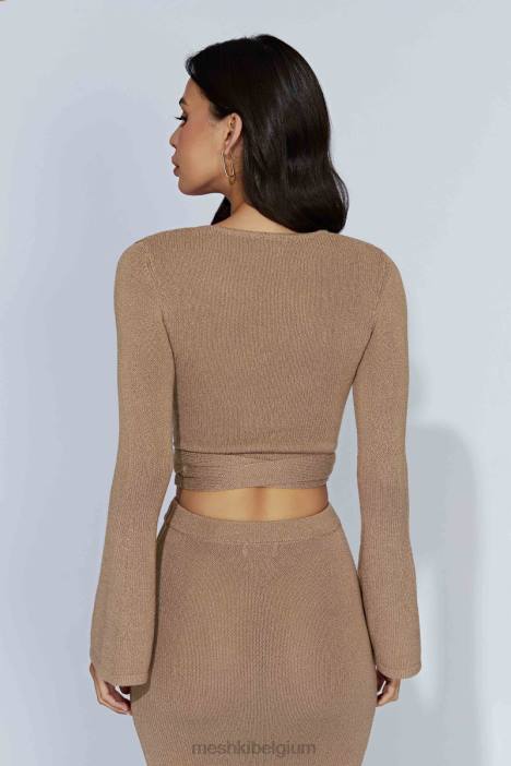 Gebreide top van petra met uitlopende mouwen Meshki taupe N4JN910 kleding